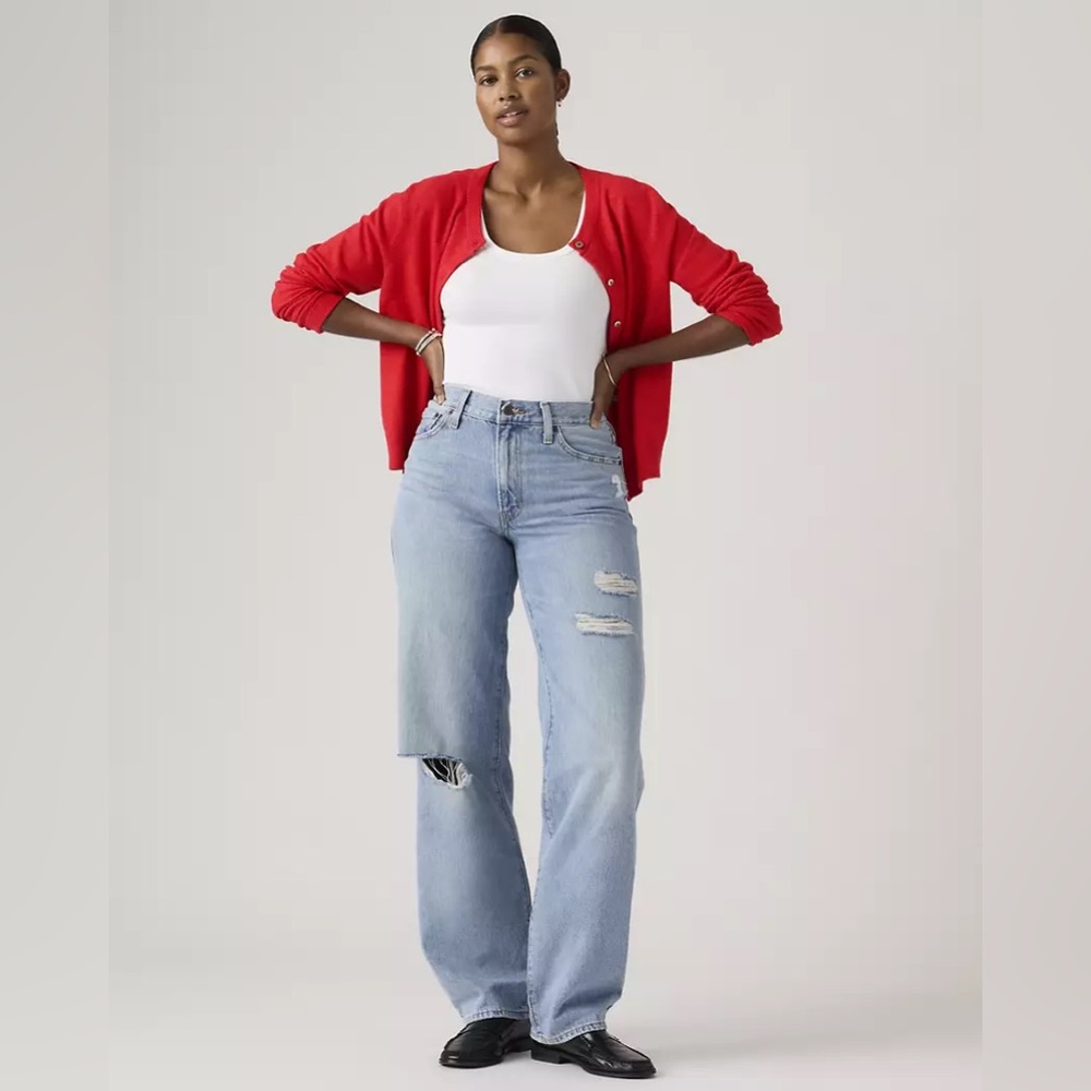 Free People x Levi's Grey Baggy Dad Women's Jeans in Received the Wire